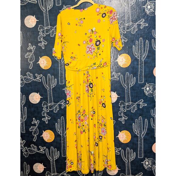Boden Carrie Jersey Floral Midi Dress Yellow Multi Women's Size 10 Regular - Picture 5 of 7